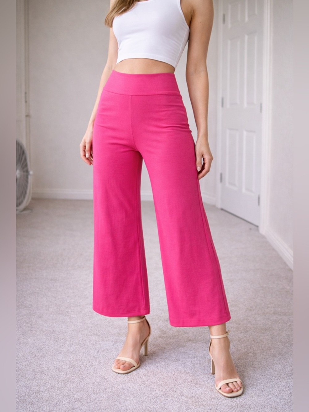 Dear Scarlett Women's Wide Leg Cropped Pants - Hot Pink